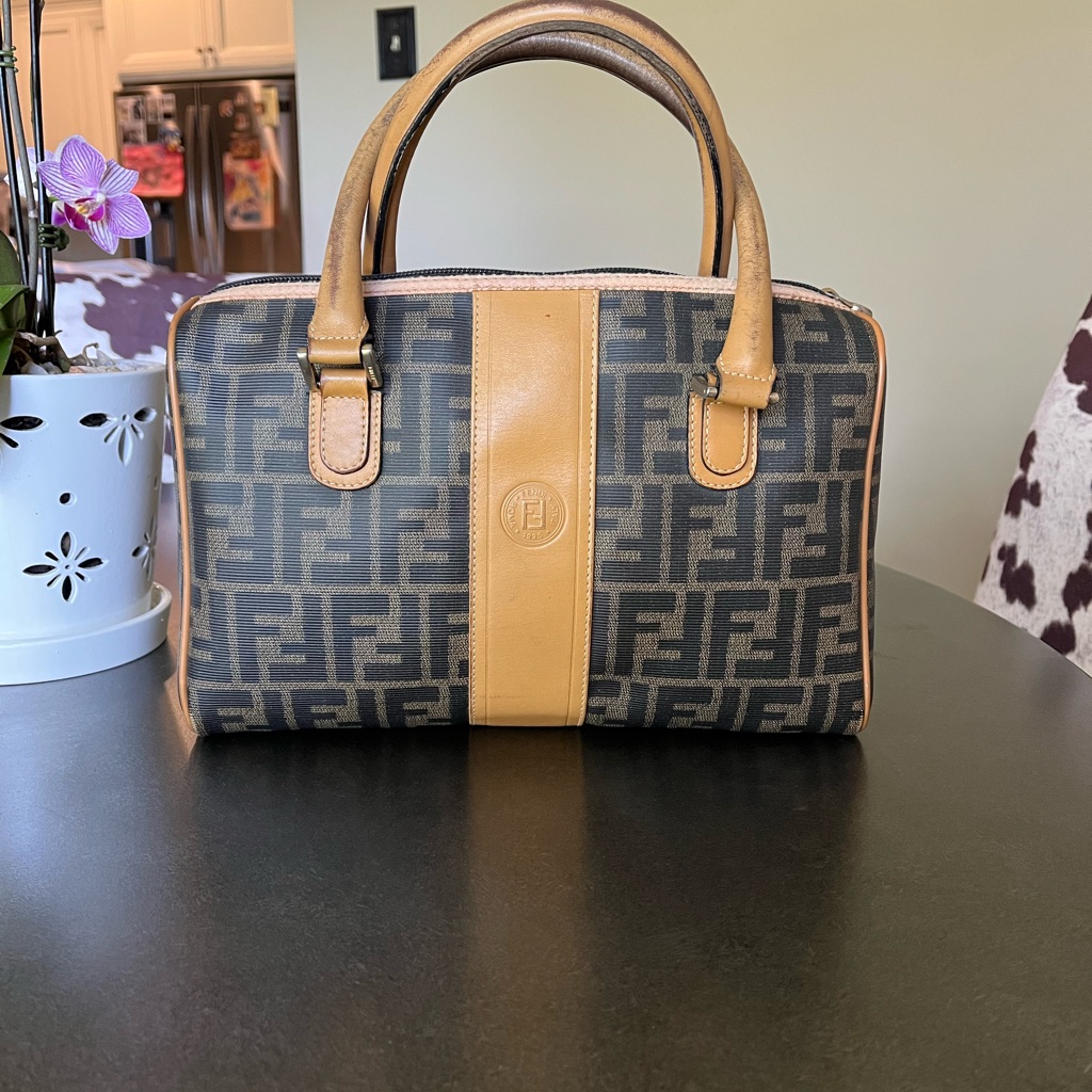 Vintage - 1990s Fendi Black And Tan Vintage Bag With Iconic Ff Pattern